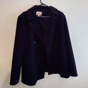 ANN TAYLOR LOFT Pea Coat - Size: Large - Color: Blue/Navy